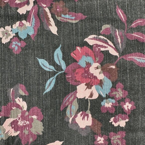 Bandolino Denim Pants Womens 12 Black Floral Print Cotton Blend Slim Fit Stretch - Picture 2 of 9